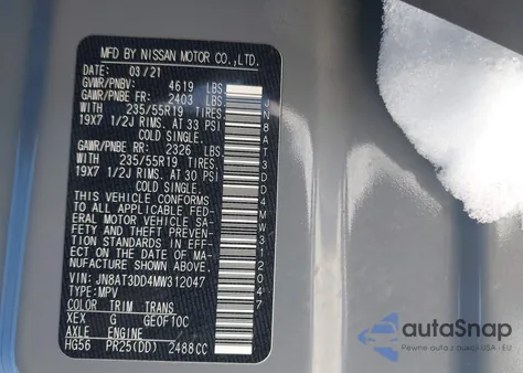 2021 Nissan Rogue Platinum Intelligent Awd from USA, damaged, VIN JN8AT3DD4MW312047